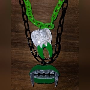 Plastic vampire themed  double layered necklace